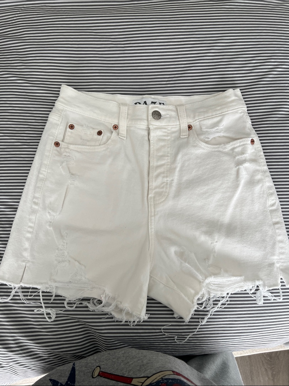 High-Rise White Distressed Women's Denim Shorts